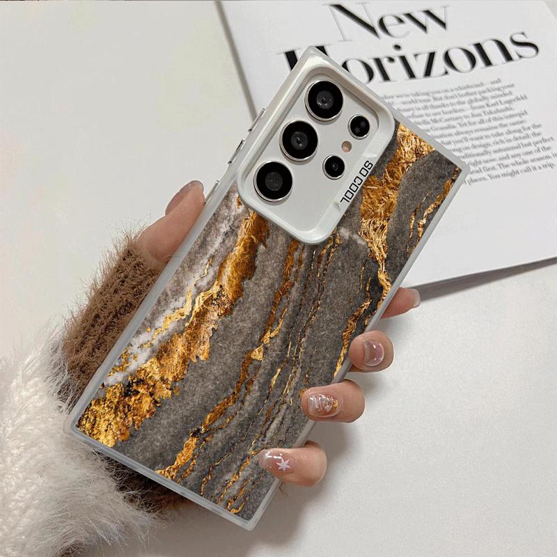 Gold Granite Marble Pattern Shockproof Phone Case for Samsung Galaxy S26 Edge S25 Ultra S24 FE S23 Plus S21 Cover Anti Fall Fund
