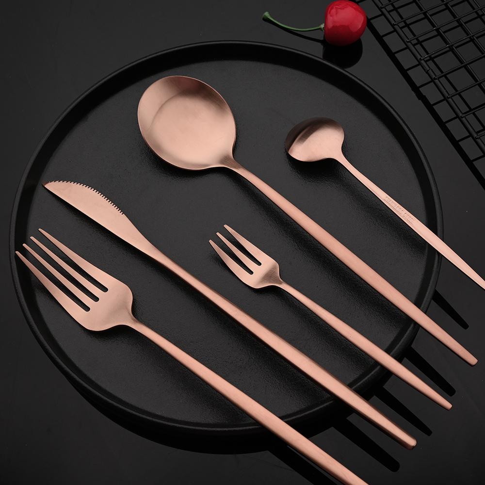 30 ks Sada příborů Matte Green Gold Příbory Nerezové nádobí Kuchyňské Stříbrné nádobí Nůž Lžíce Dort Vidlička Sada nádobí
