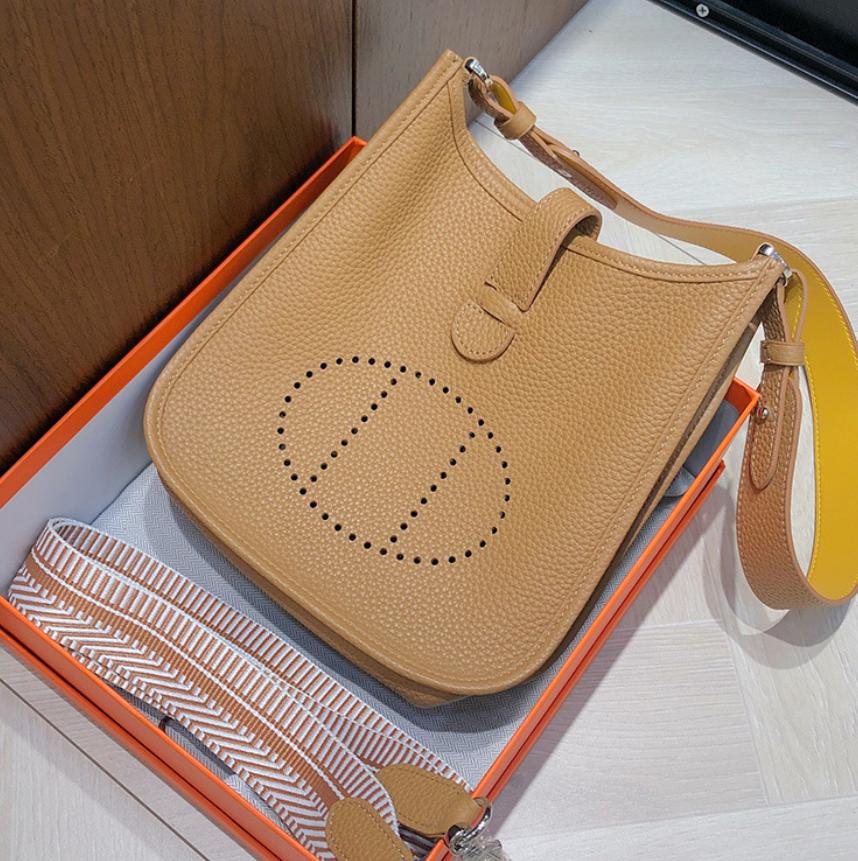 First Layer Cowhide Evelyn Bag Genuine Leather Women's Bag Lychee Patterned Bucket Bag Mini Casual Shoulder Crossbody Bag