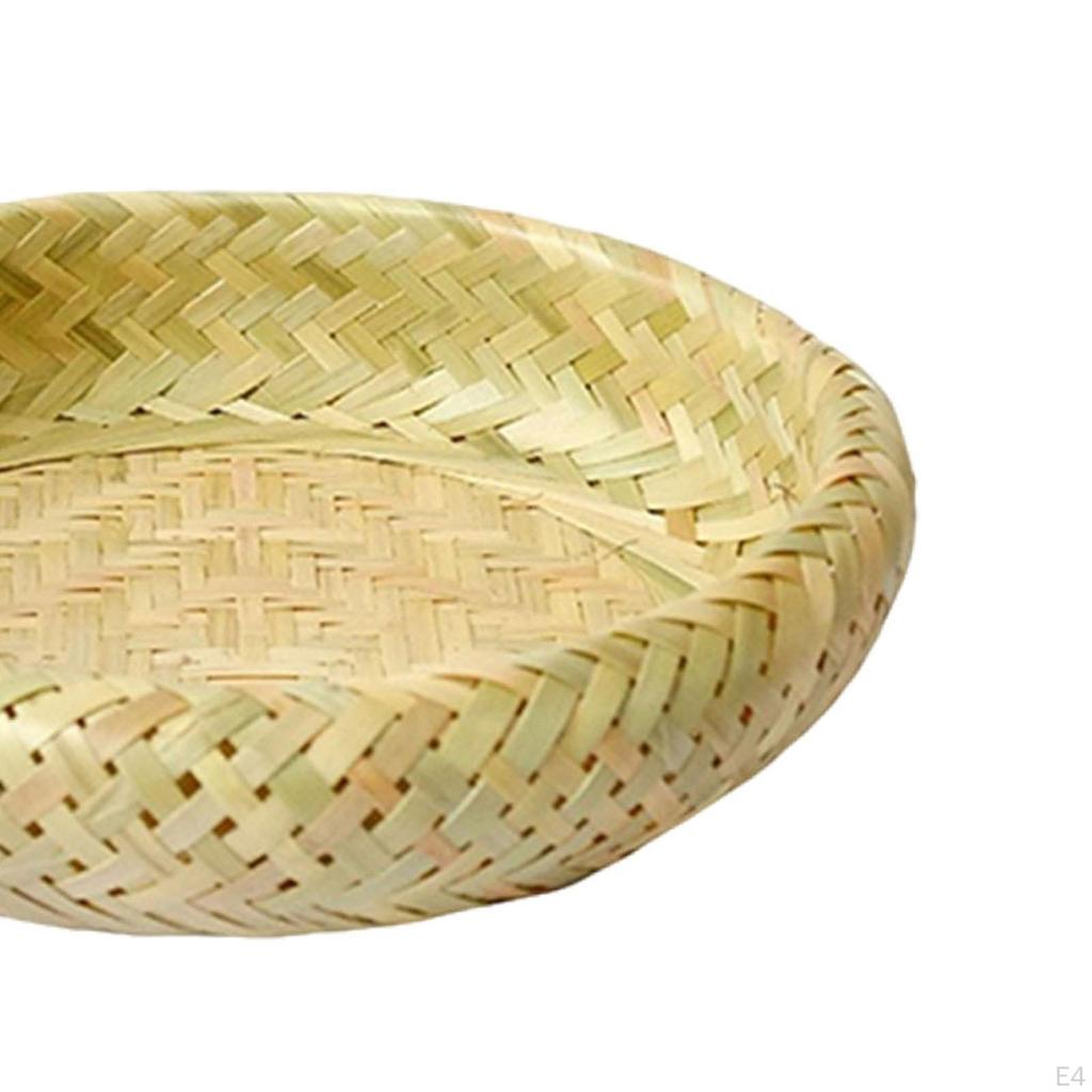 Bamboo Round Serving Tray Basket Accessories Craft Decorative Circle Food Hand Woven Dish for