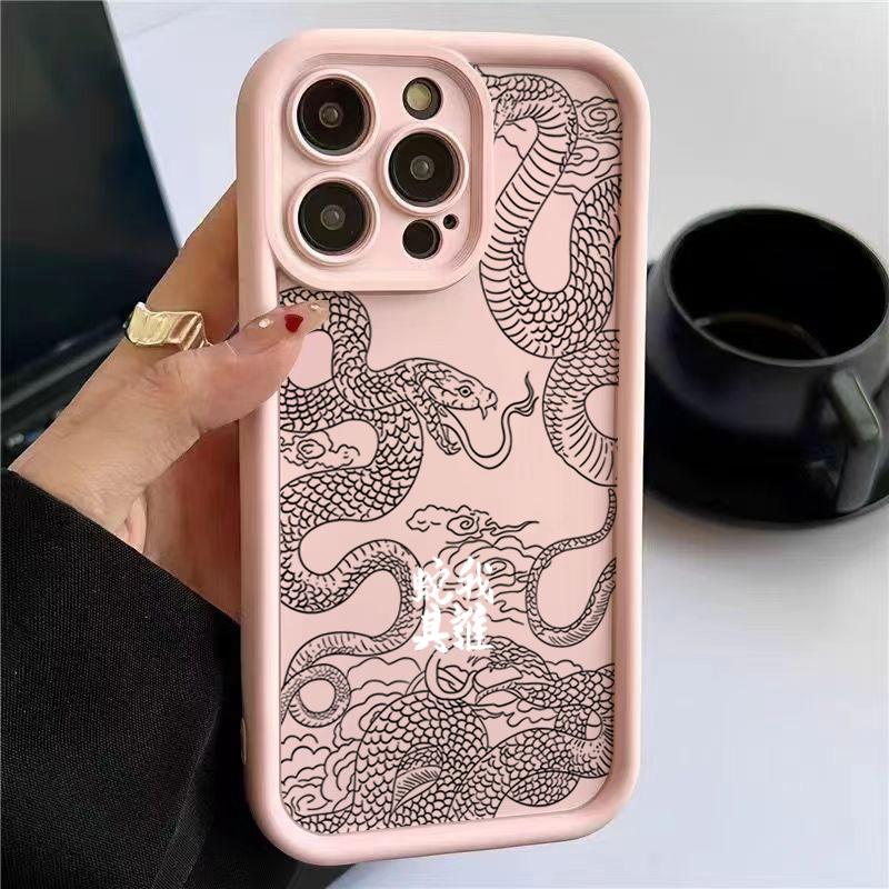 Luxury New Snake Year Silicone Phone Case For iPhone 16 Pro Max 15 14 13 12 11 7 8 Plus X XS XR SE Shockproof Bumper Back Cover