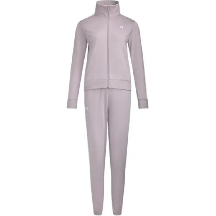 Under Armour Minimalist Brand Logo Comfortable Breathable Cardigan Top Knitted Long Pants Casual Set Women Sets Gray Pink 1365147-009