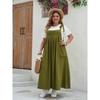 Plus Size Solid Tie Shoulder Overalls Dress For Women  Summer Casual Loose Sleeveless Maxi Long Dresses with Pockets