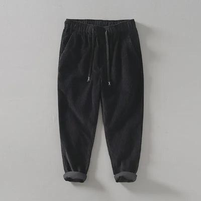 Men's L8235 Corduroy Retro Straight-Leg Elastic-Waist Pants