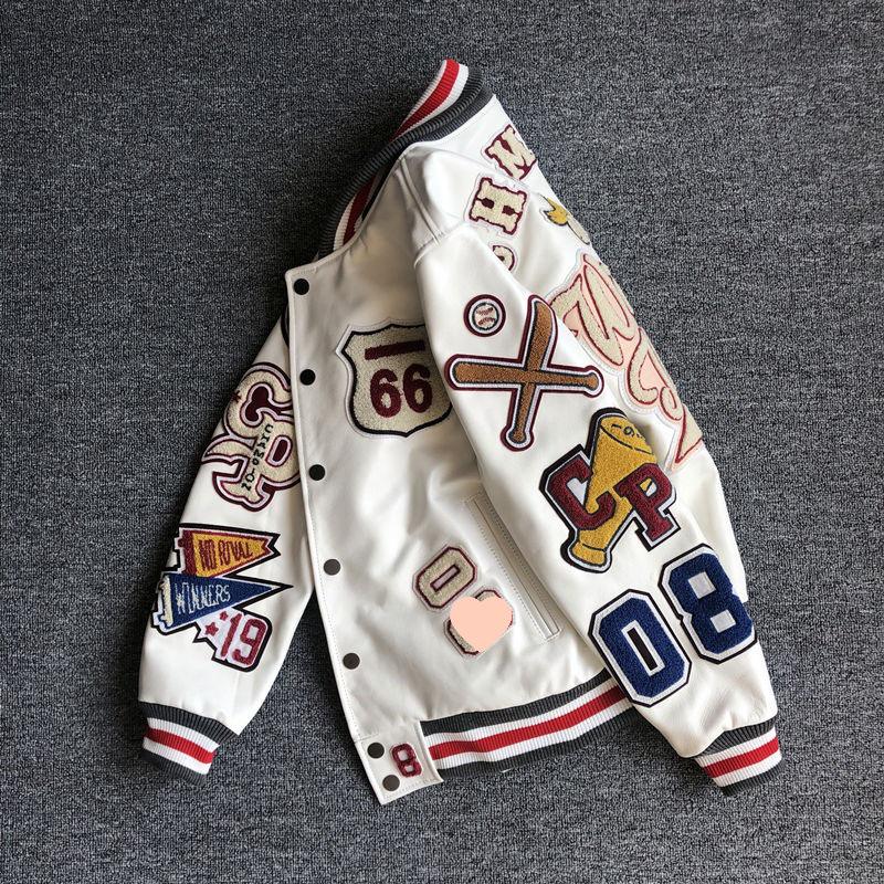 Korean Style Trendy PU Leather Casual Jacket with American Retro Embroidery for Men and Women