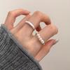 Chic Copper Geometric Design Pearl Silver Ring For Women Perfect For Ins Fashion 2022