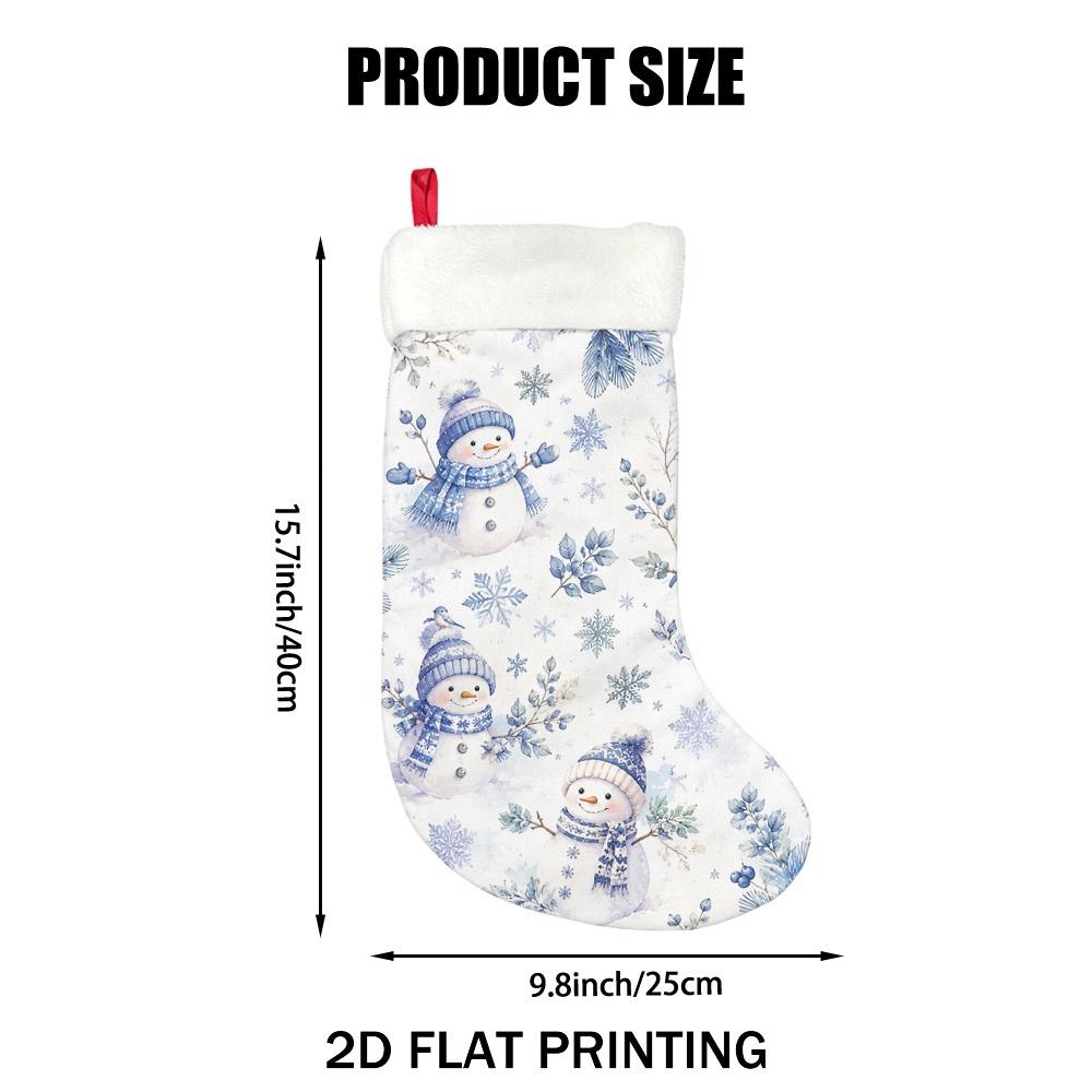 Christmas Decoration Fireplace Hanging Stocking 2D Flat Printing 1pc Christmas Snowmen And Snowflakes Polyester Christma