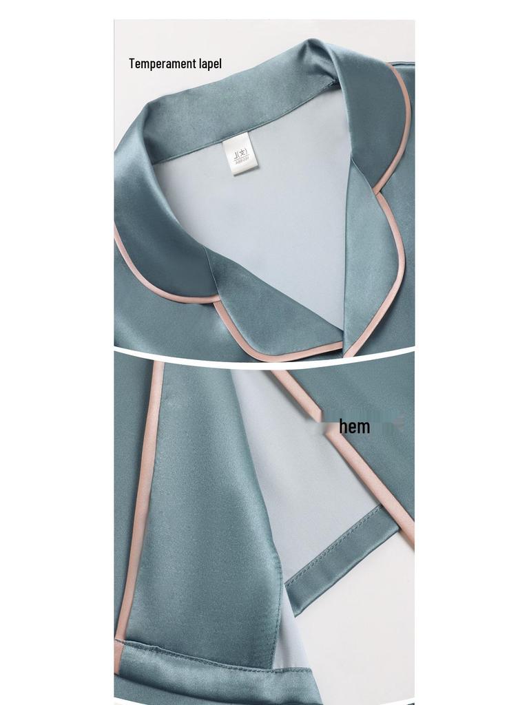 Silk Couple Pajamas: Women's & Men's Long Sleeve Plus Size Set for Spring and Autumn