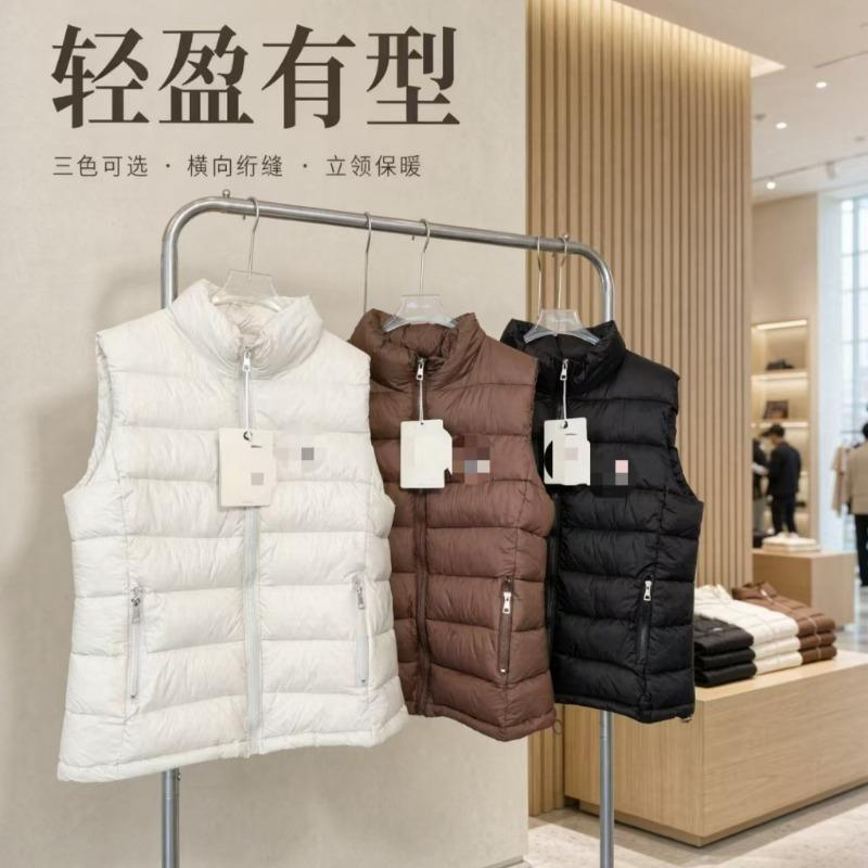 Stand-up collar down cotton vest women's solid color simple warm stacked vest jacket top