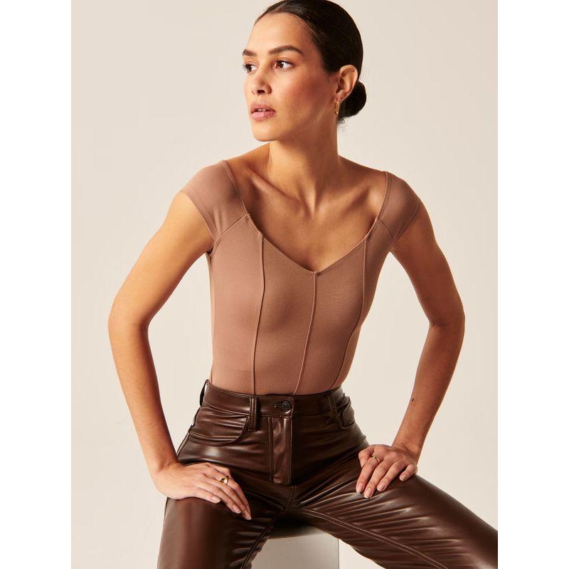 

@ Экспорт АФ Юань Ским Одежда Персиковый Воротник Слим Жилет Комбинезон с Открытыми Плечами Brown (Default Flaw L