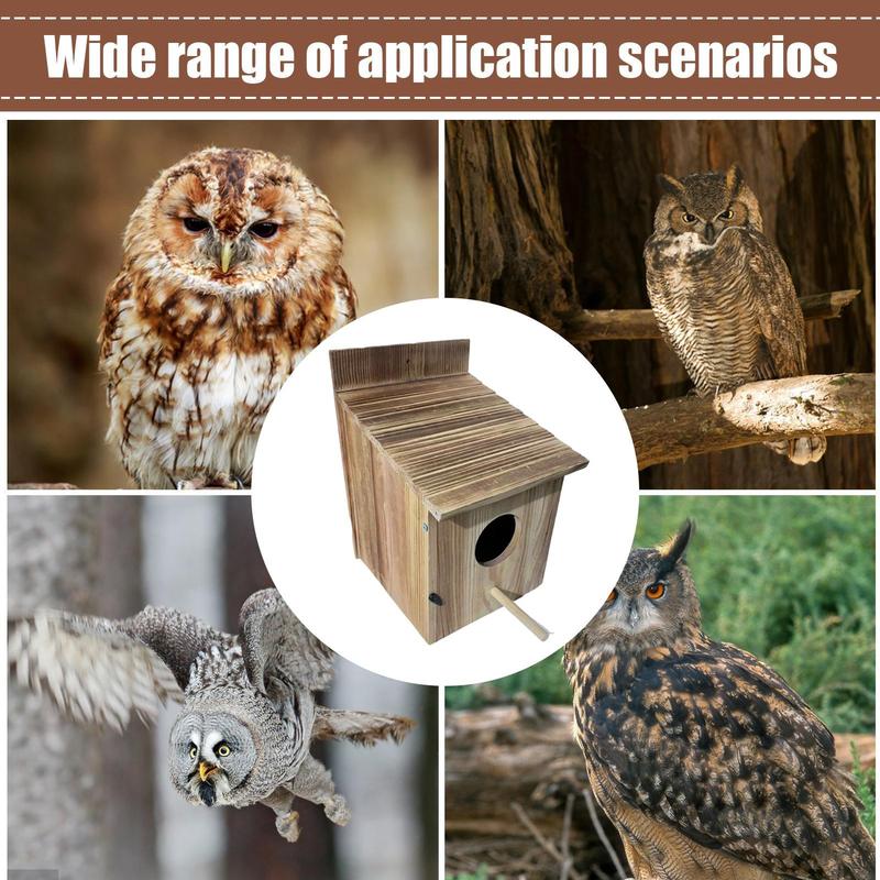 Owl Nesting Box Wooden Weather Resistant Shelter Yard Bird Shelter For Finch Hummingbird Outdoor Garden Balcony Patio Courtyard