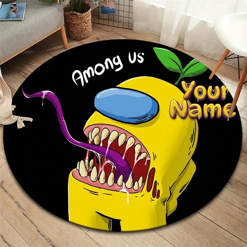Among Us Custom Name Round Area Rug,Carpet Rug for Living Room Bedroom Sofa Playroom Decor,Non-slip Floor Mat