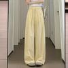 Spring and Autumn Women's Printed Tie Belt Loose Casual High Waisted Straight Leg Pants