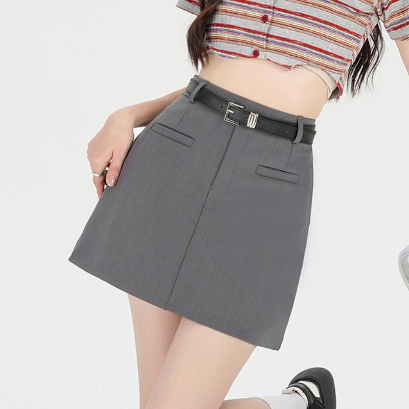 Women's Summer 2024 Black Midi Skirt - High Waist, Slimming, A-Line Design