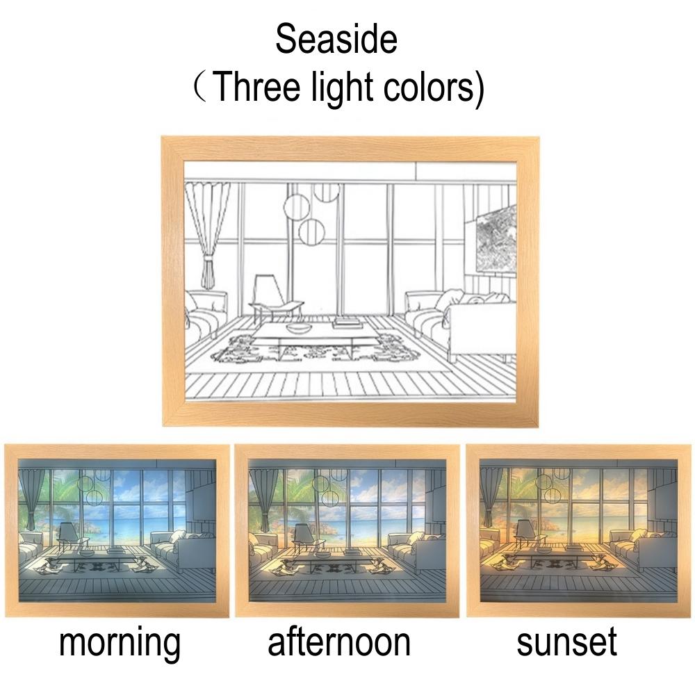 USB Bedside Light LED Lighting Painting Art Lamp Home Decor Sunshine Painting Night Light Creative Birthday, Christmas Gift