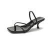 French thin strap square head high heel sandals thin heel 2025 new summer soft leather toe temperament kitten and cool slippers
