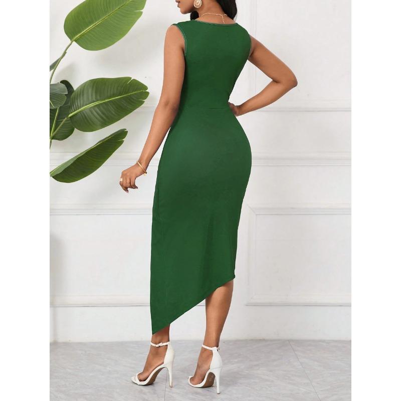 Modisches Europäisches und Amerikanisches Stil Gedrucktes Hohe Taille Schlankes Elegantes Midi Partykleid