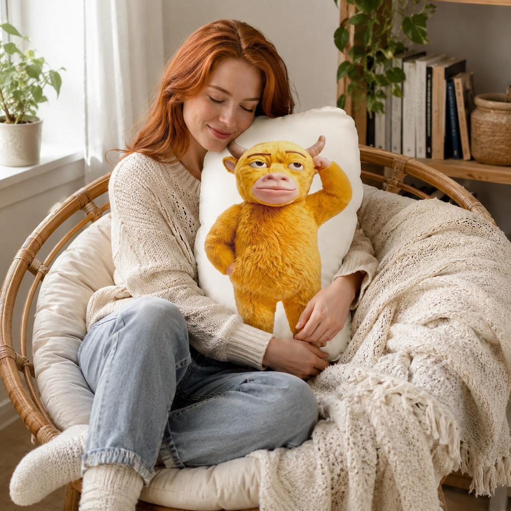 50cm abstract cow-shaped throw pillow