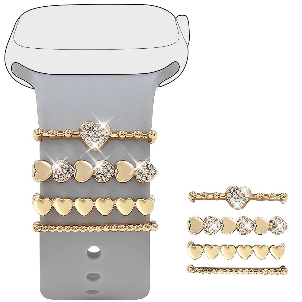 Metal Strap Decorative Ring Jewelry Fashion Bracelet Decoration Diamond Charms Ornament for Apple Watch Band