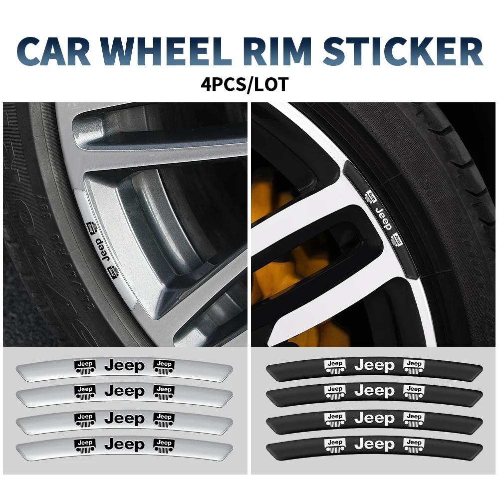 4PCS Custom Fit Car Wheel Hub Aluminum Alloy Decal for Jeep Renegade Wrangler JK JL Grand Cherokee Compass Patriot Rim Sticker ALU1