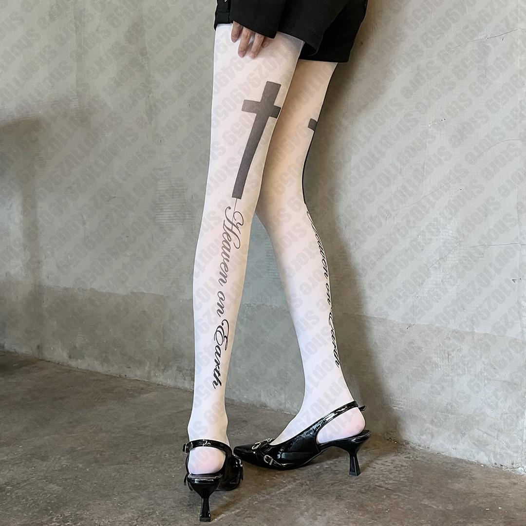 Y2K Strümpfe Cosplay Sexy Shoopy Kniestrümpfe Emo Strümpfe Für Frauen Fetisch Lange Strümpfe Frau Lolita Goth Strumpfhosen Punk One Size gray