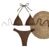 2026 European and American New Special Beaded Texture Sexy Lace-up Split Swimsuit Bikini Bikini