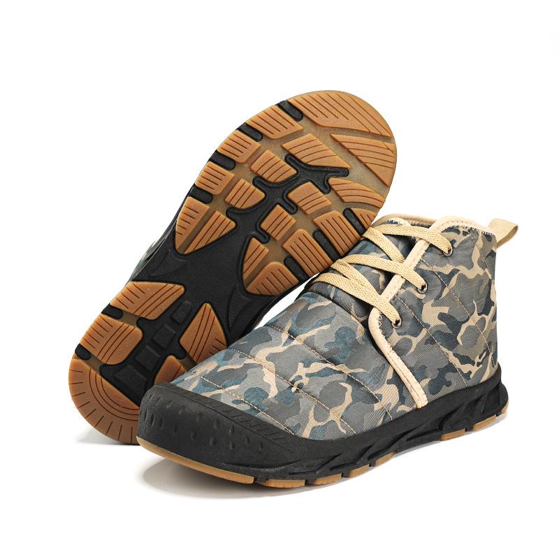 Men's High-Top Camouflage Waterproof Snow Boots - Non-Slip Outdoor Velvet-Lined Casual Cotton Shoes
