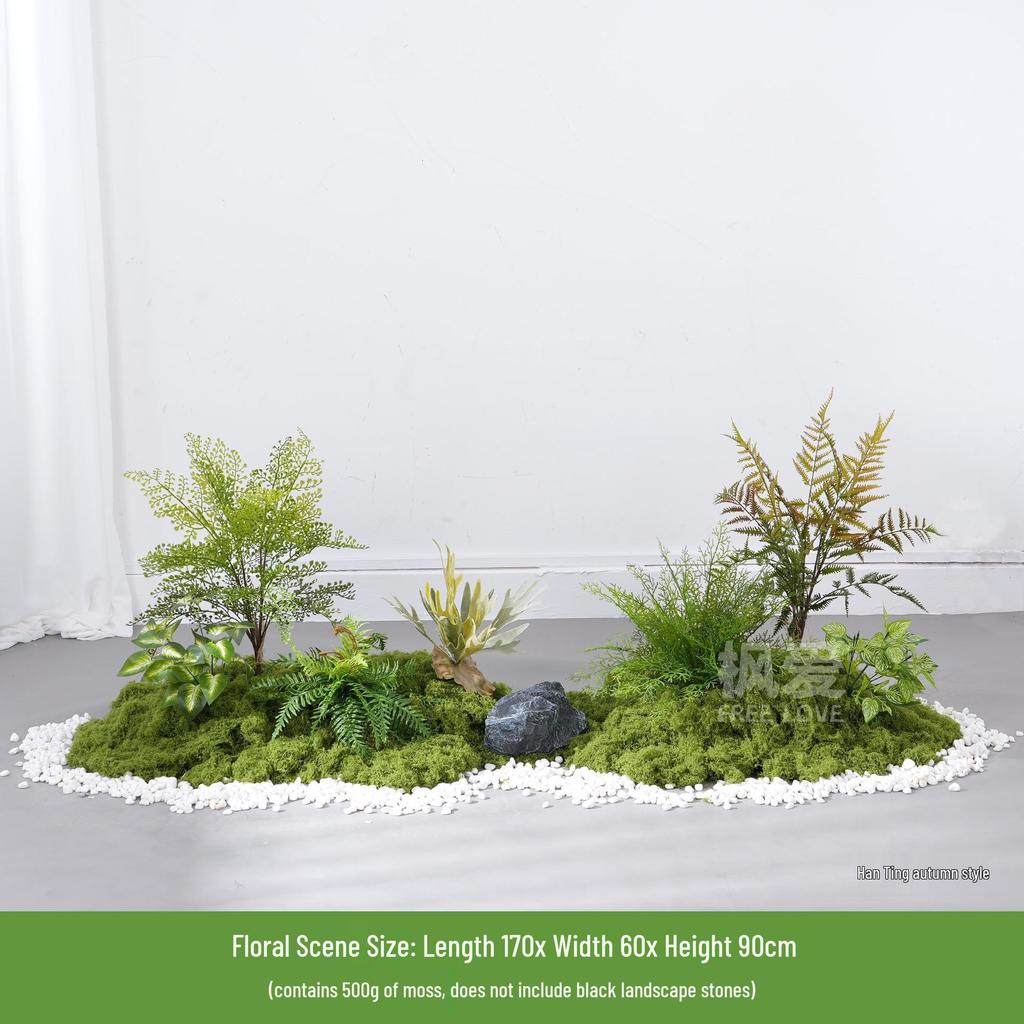 Luxury Faux Green Plant and Flower Decor - Indoor Moss and Grass Clusters for Elegant Landscaping.