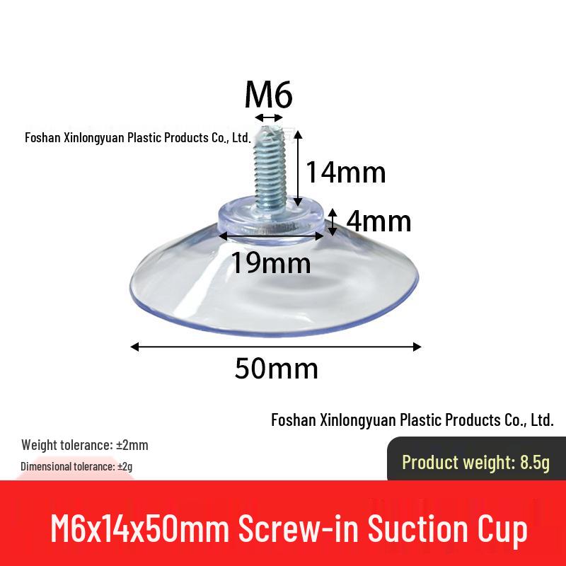 M4-M8 Transparente PVC-Saugnapf mit Gewindestange