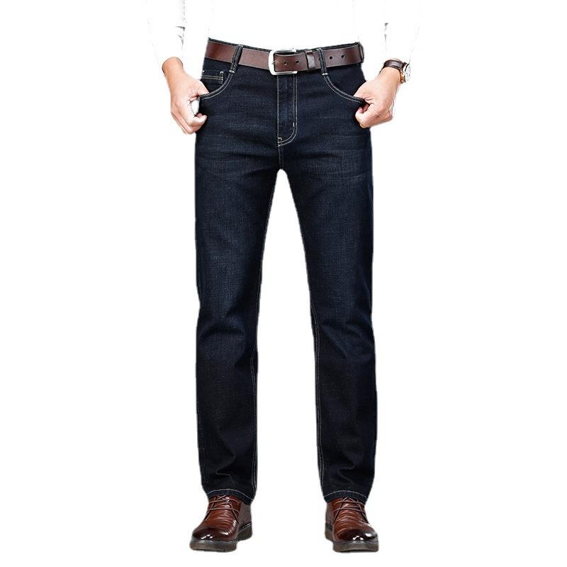 Мужские прямые брюки из эластичного денима с высокой талией — фото 6