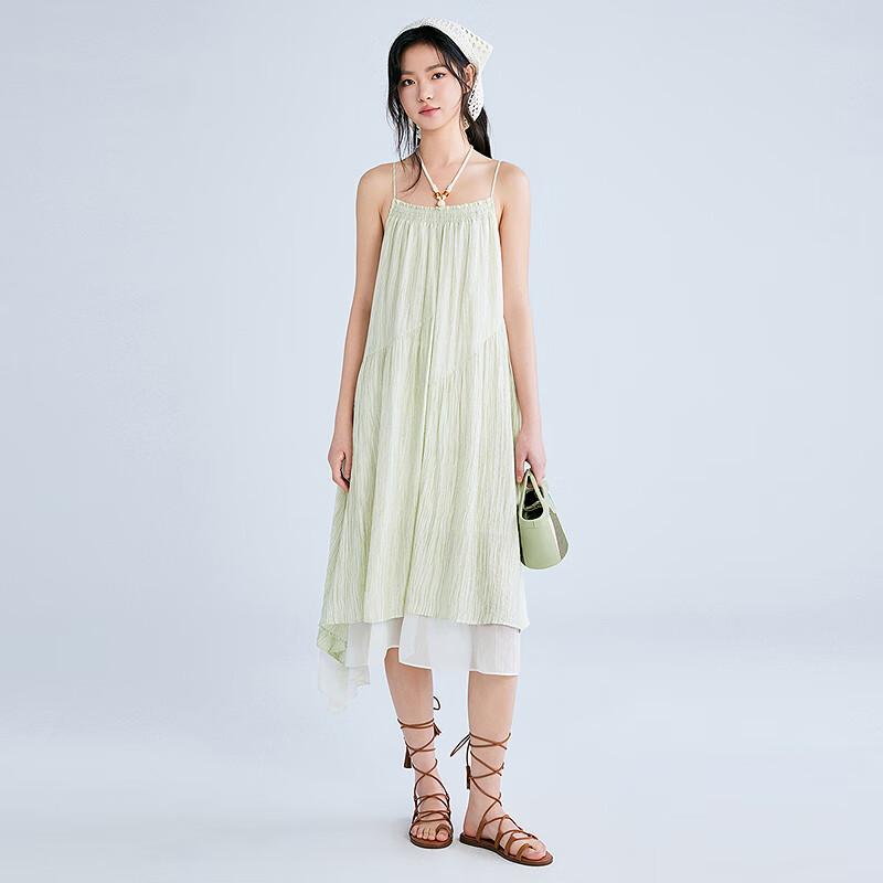 

LEDING Платье миди на бретельках свободного кроя L