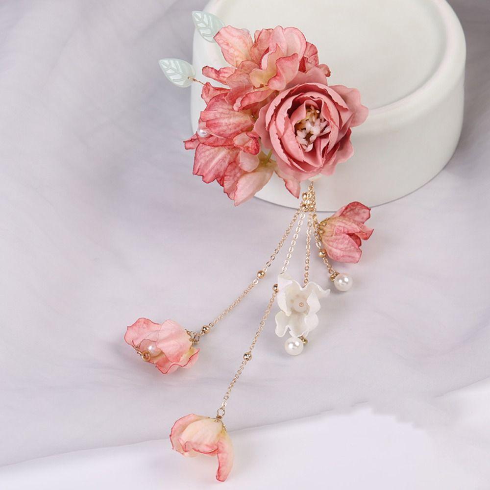 Tassel Chinese Style Hair Clip Colorful Flower Hairpin Exquisite Hanfu Hair Accessories Party