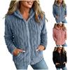 Women's Color Double-Sided Plush Hooded Zip-Up Cardigan Jacket
