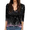 Women's T Shirt CHristmas Print 3/4 Sleeve Daily Weekend Fashion Basic V- Neck Regular Top