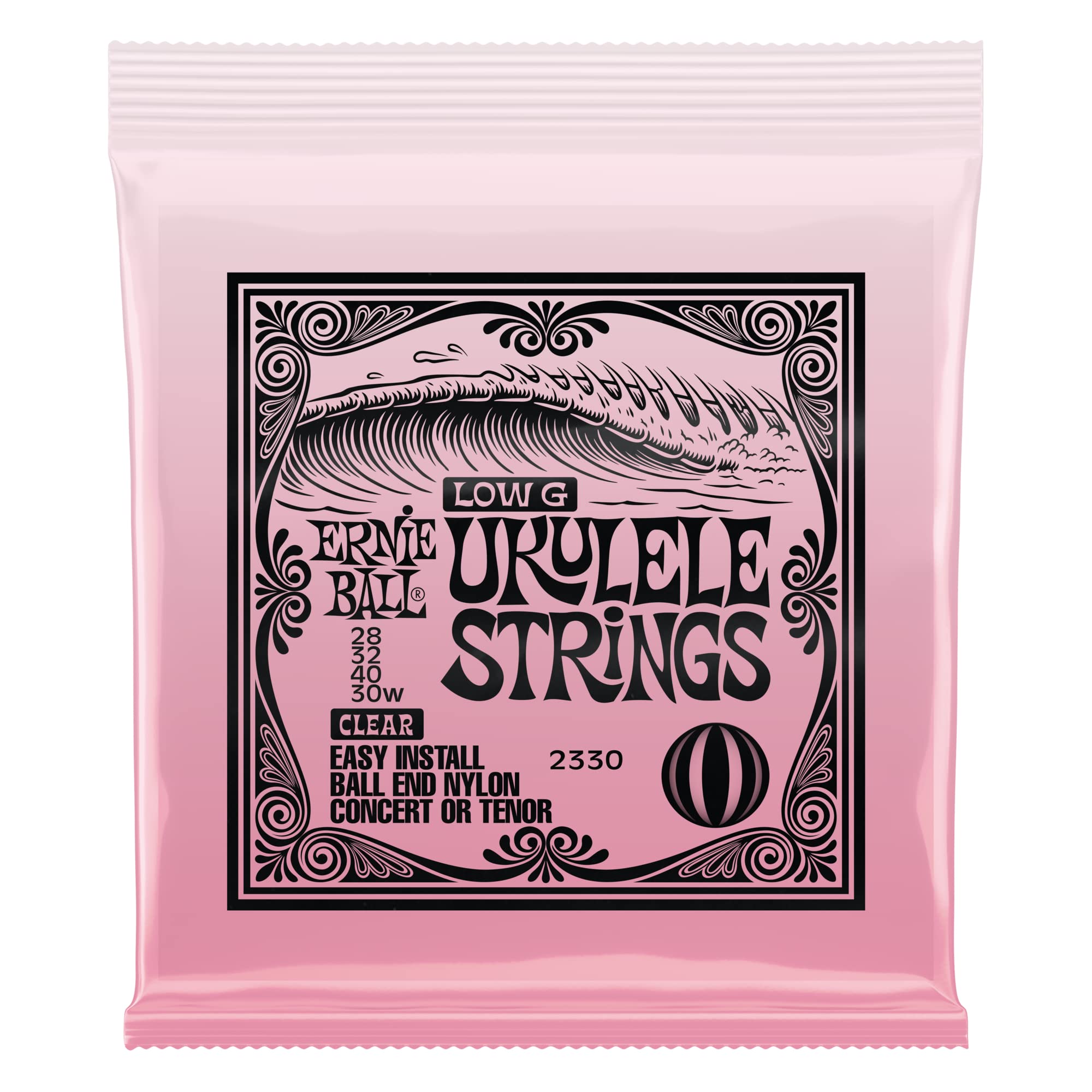 

[Authentic] Ernie Ball 2330 Ukulele Strings, Nylon Ball End, Clear with Wound, G