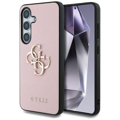 Guess Grained Big 4G Logo Small Classic Logo Case for Samsung Galaxy S25+ Pink