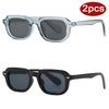 2Pcs Fashion Small Frame Rectangle Sunglasses High-Quality Simple Style Sun Glasses Vintage Men Women Rivet Eyeglass Uv400