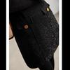 Women Black Wool Glitter Tweed A‑Line Mini Skirt High Waist Short Skirt For Autumn Winter New Arrival