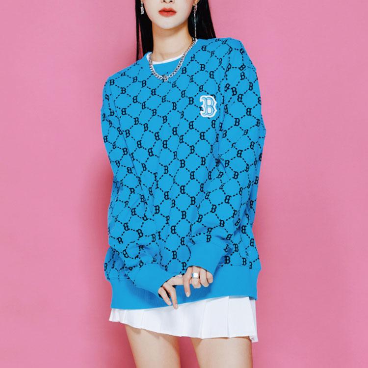 New MLB Base Logo Sweatshirts Unisex Blue 3AMTM0421-43BLS