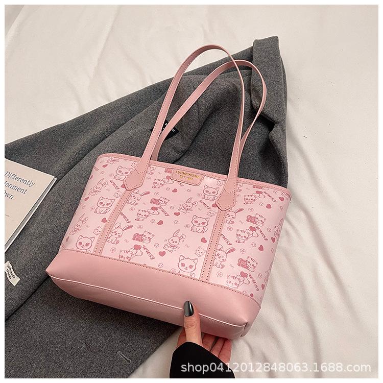 Simple temperament large capacity tote bag women's 2025 spring and summer new small fresh printing shoulder commuter armpit bag