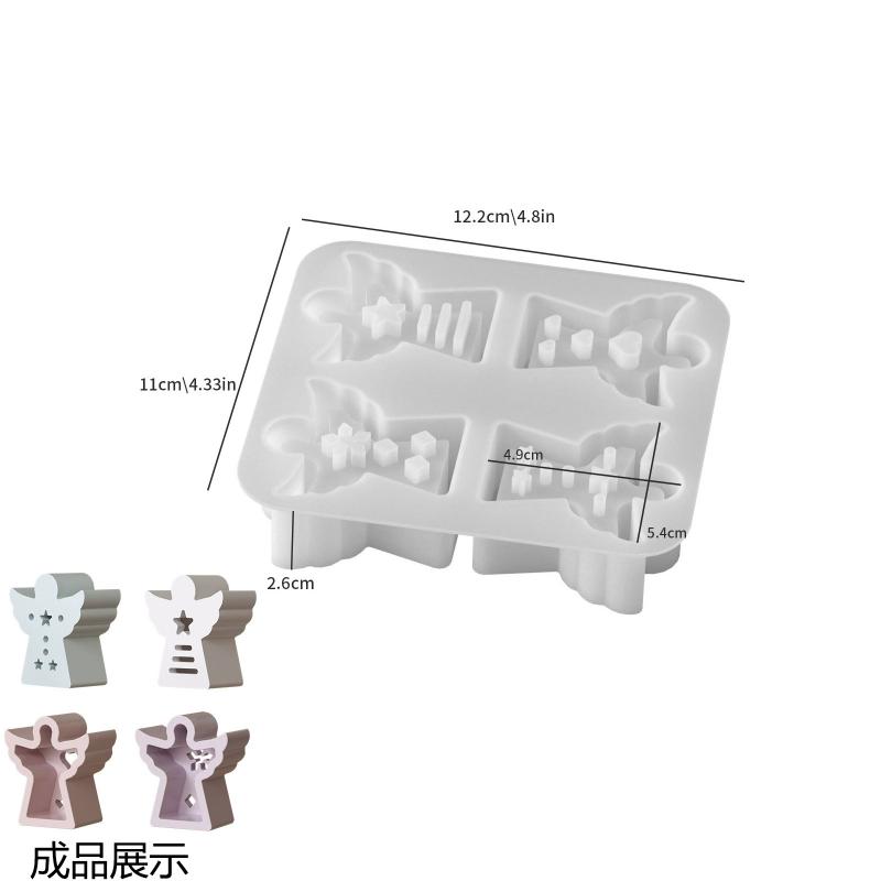 

4-Holes Angel Shape Silicone Mold DIY Candle Mold Making Plaster Orname Mould For Tabletop Casting Decoration Handicraft Gift