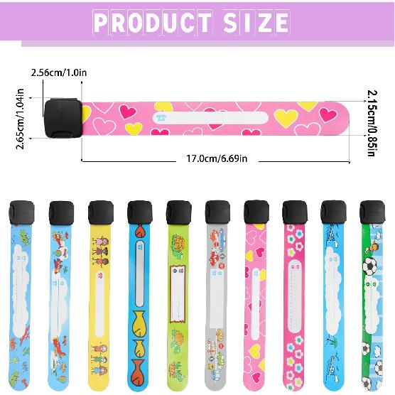 20PCS Id Bracelets for Kids,Safety Bracelets for Kids,Waterproof, Adjustable, Reble Bands for Boys and Girls with Bonus Writing Pen (10 Styles)