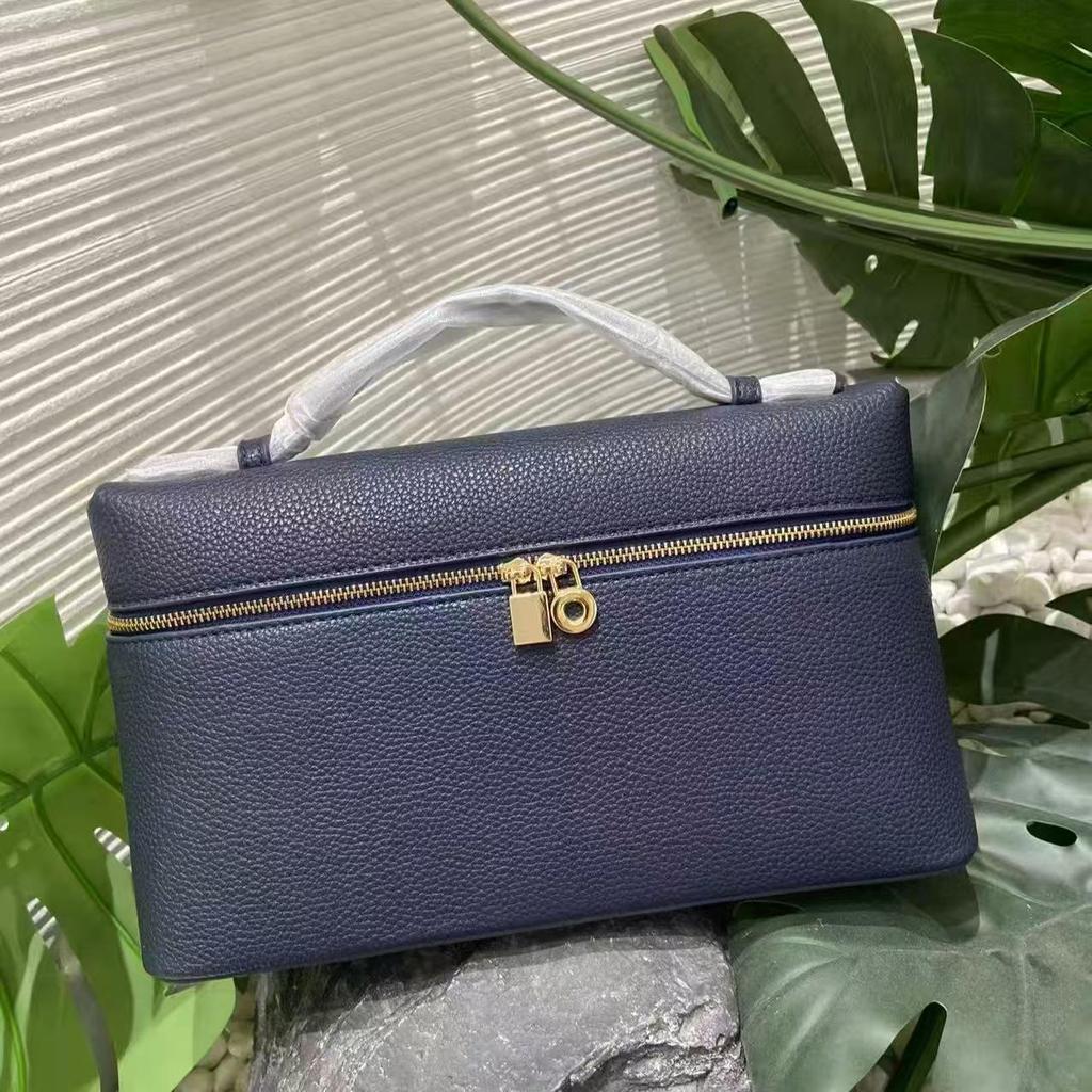 Italian Lychee Pattern Gold Buckle Crossbody Handbag, Top Grain Cowhide LP27 Lunch Box Bag
