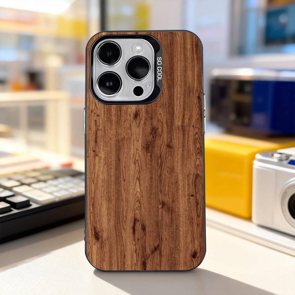 N-Natural Wood Printing For iPhone 17,16,15,14,13,12,11,Pro,Max,Plus,E,Air,Mini Anti Fall Black Matte Hard Bumper Phone Case