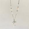 Delicato Collana con Ciondolo Fiocco e Perle a Stella Catena Elegante per la Clavicola Gioiello Ornamentale per il Collo da Donna per Feste