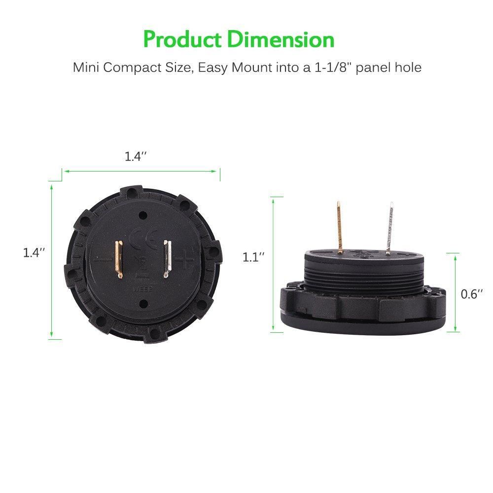 MICTUNING DC 12V LED Digital Display Voltmeter Waterproof Compatible with Boat Marine Vehicle Motorcycle Truck ATV UTV Car Camper Caravan Green