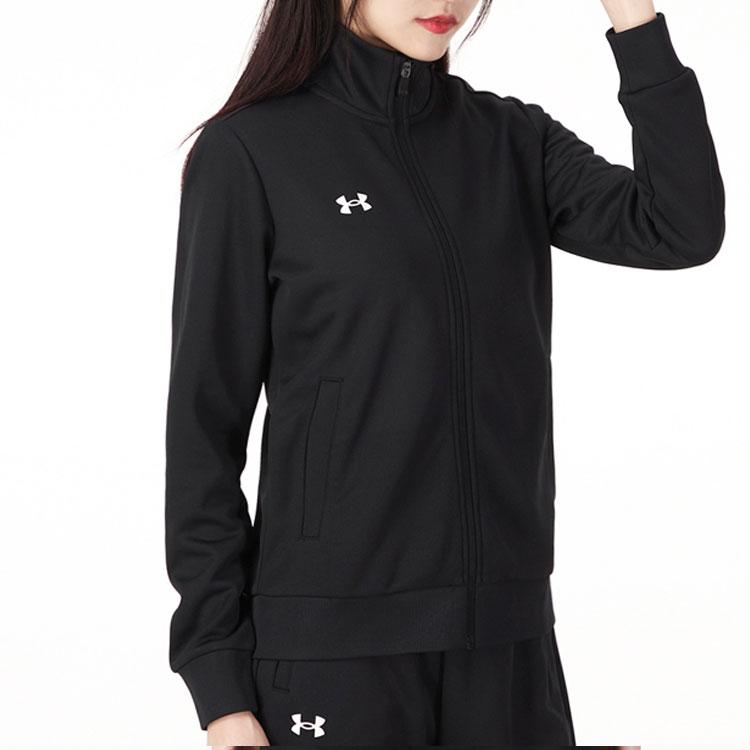 Under Armour Solid Color Stand Collar Casual Sports Jacket Women Jackets Black 21500438-001