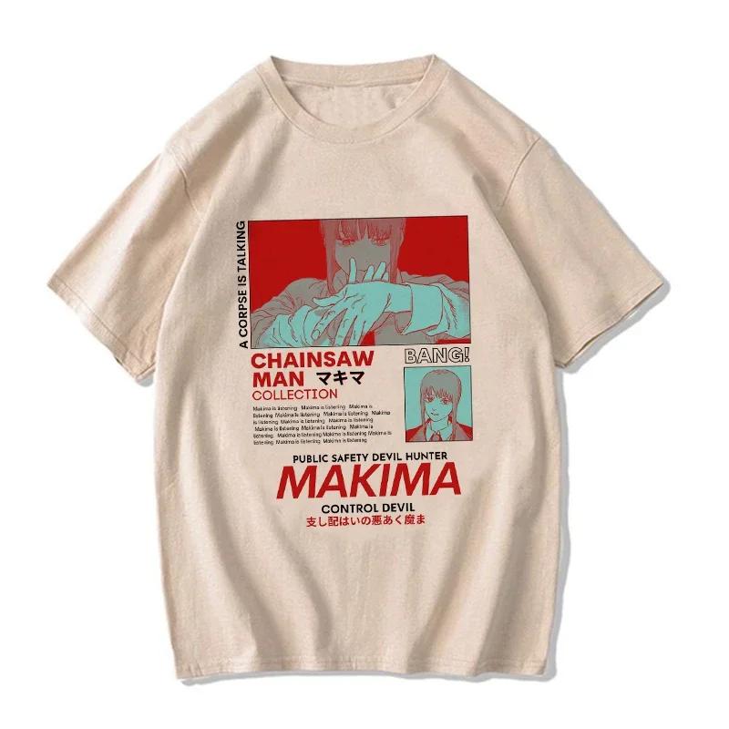 Unisex Unisex Japanese Anime Chainsaw Women T Shirt Cartoon Pochita T-shirt Makima Harajuku Graphic Tees Clothing Tops Tshirt Unisexga