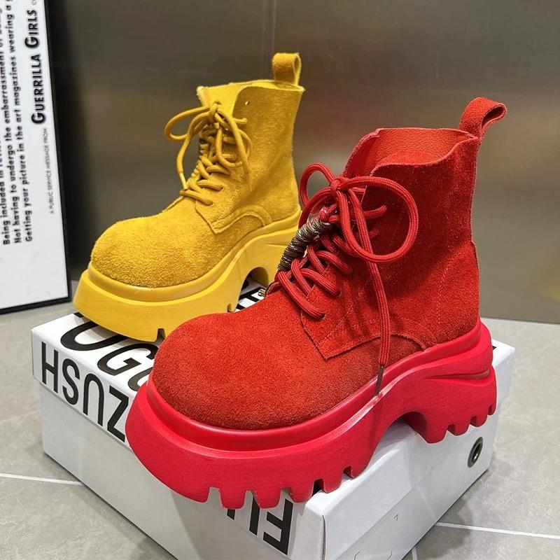 Platform Women Ankle Chelsea Boots Designer Lace Up Sport Shoes Winter New 2025 Fashion Brand Women's Boots Walking Mujer Shoes