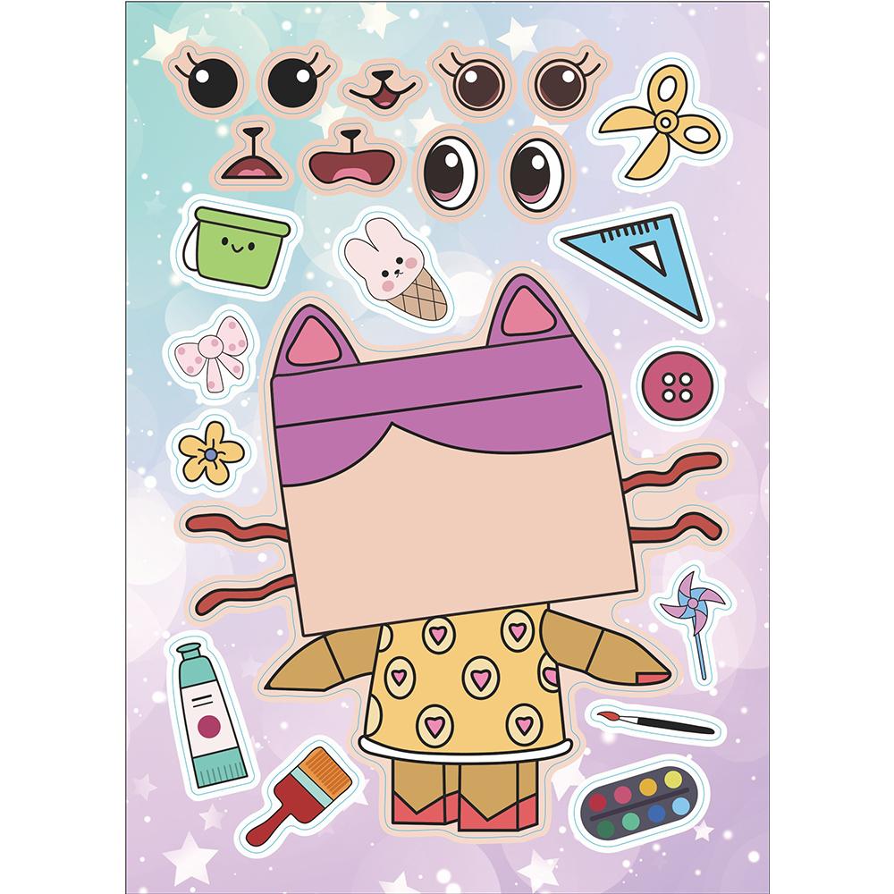 6/12Sheets Gabby'S Dollhouse Make A Face Puzzle Stickers Kids Make Your Own Diy Game Children Cartoon Jigsaw Education Toys Gift